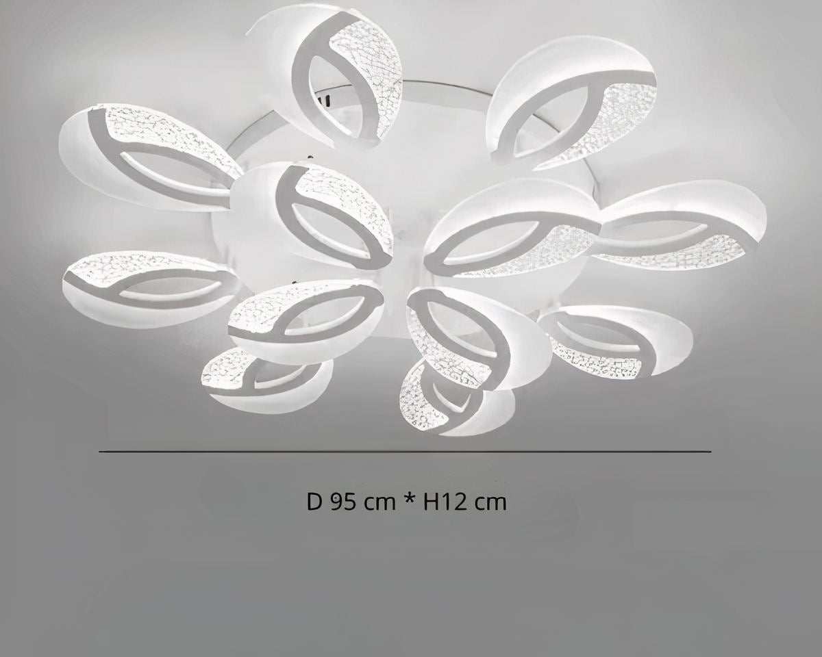 Lustre moderne salon en pétales blancs avec télécommande, vue 5