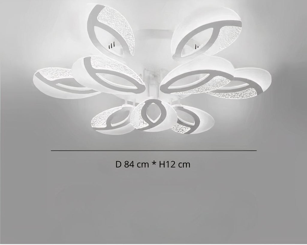 Lustre moderne salon en pétales blancs avec télécommande, vue 6