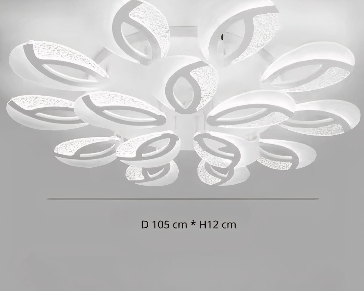 Lustre moderne salon en pétales blancs avec télécommande, vue 7