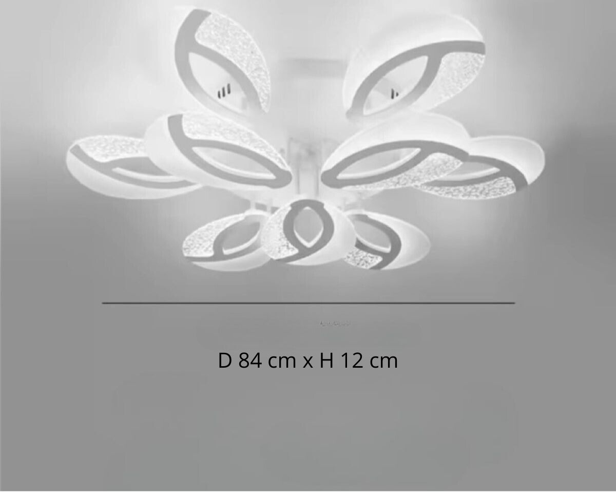 Lustre moderne salon en pétales blancs avec télécommande, vue 8