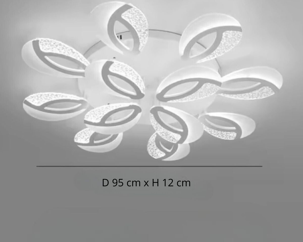Lustre moderne salon en pétales blancs avec télécommande, vue 9