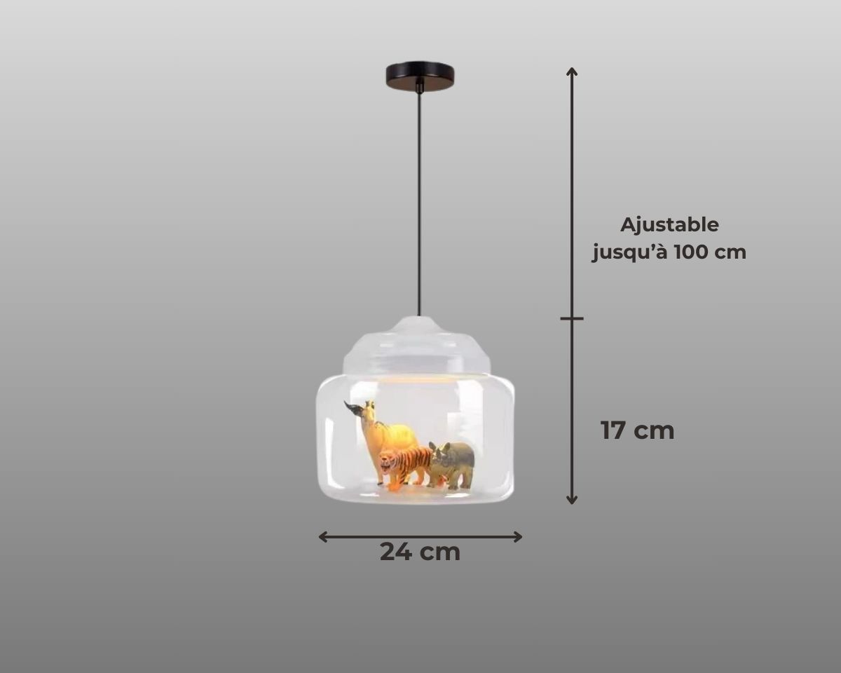 Lustre chambre bébé cube de verre avec figurines, vue 8