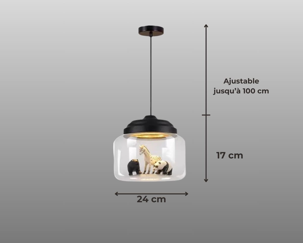 Lustre chambre bébé cube de verre avec figurines, vue 9