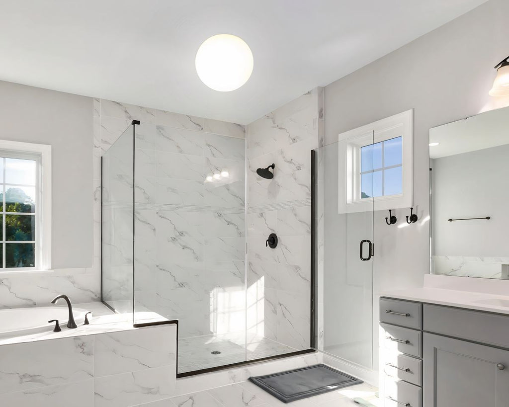 Lustre salle de bain sphère en verre effet cristal