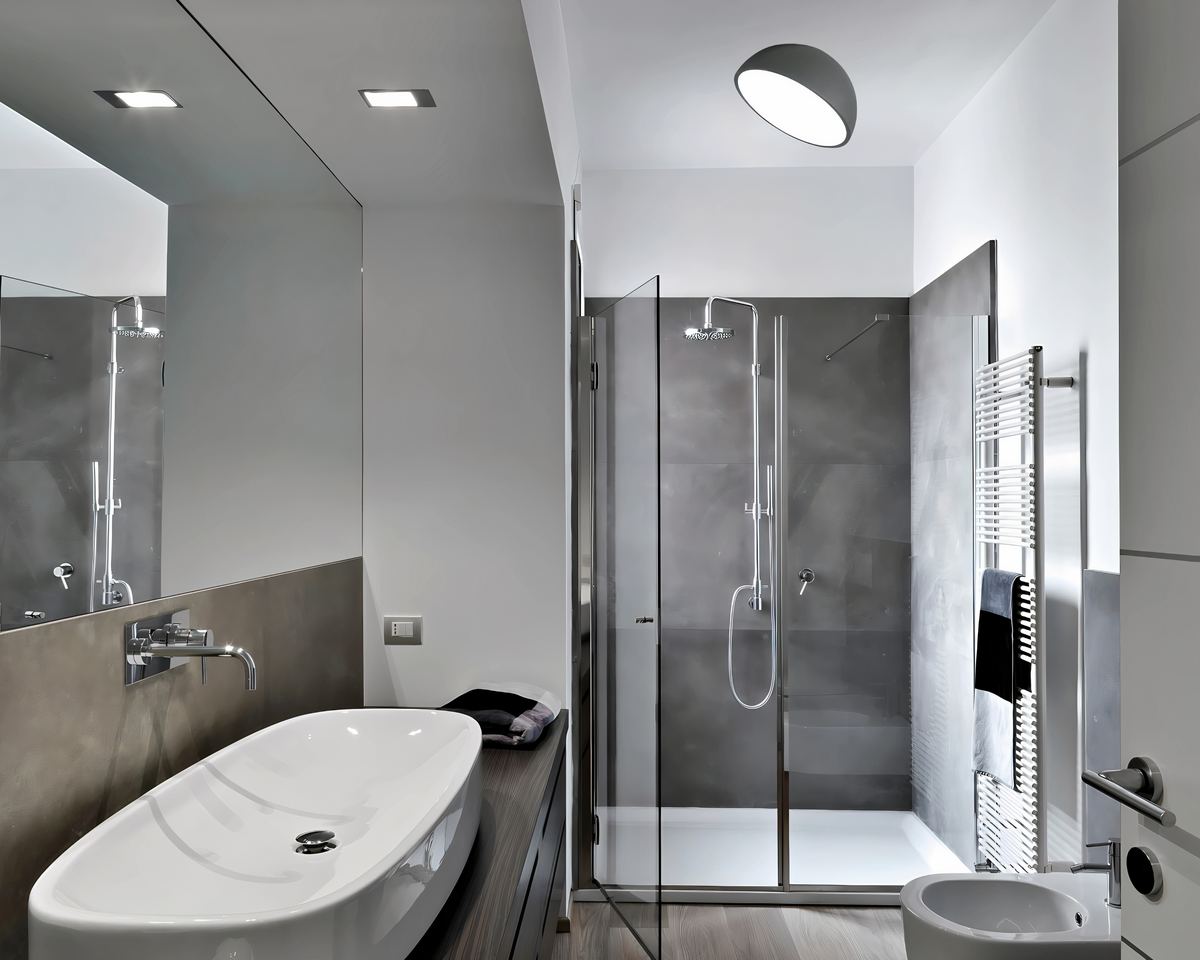 Lustre salle de bain en demi-cercle, fer forgé et acrylique