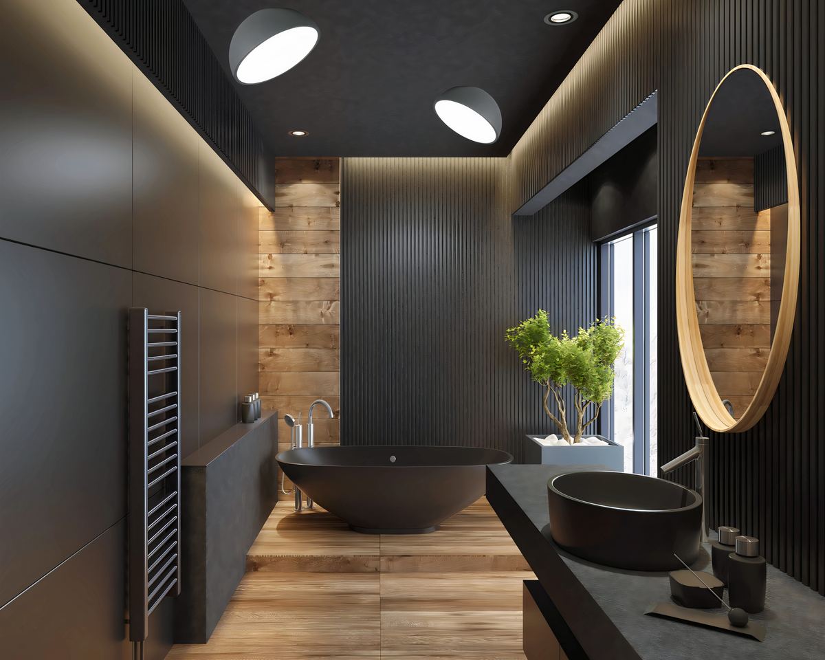 Lustre salle de bain en demi-cercle, fer forgé et acrylique, vue 4