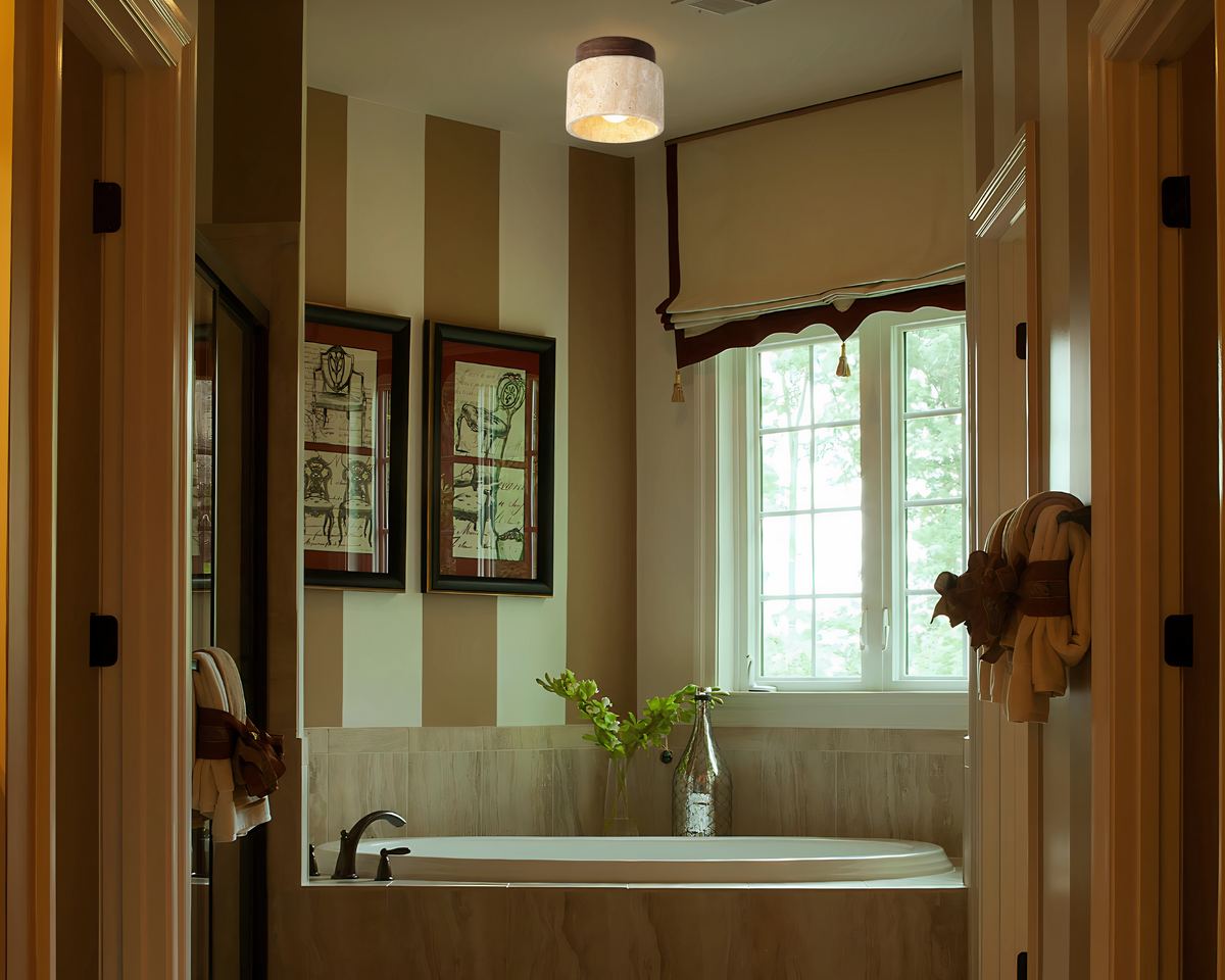 Lustre salle de bain cylindre en pierre naturelle, vue 2