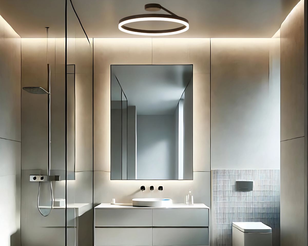 Lustre salle de bain en anneau lumineux LED, vue 2