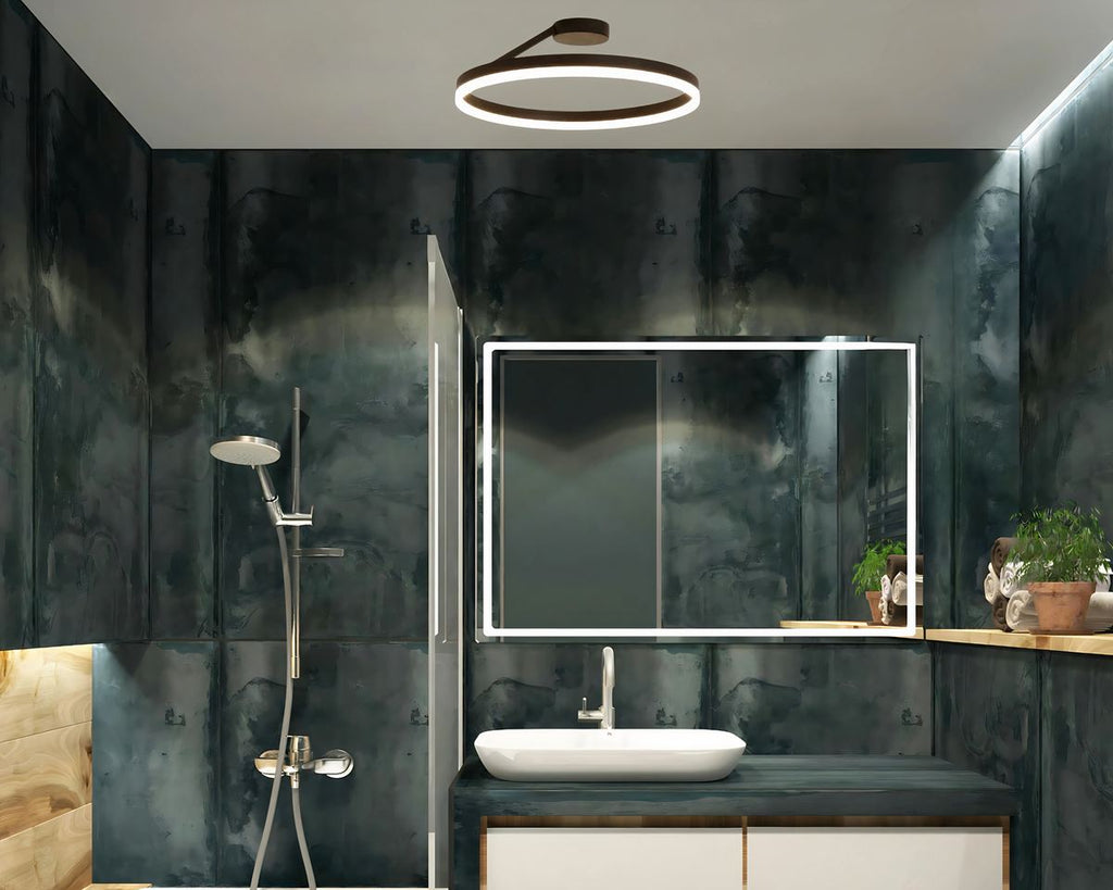 Lustre salle de bain en anneau lumineux LED, vue 3