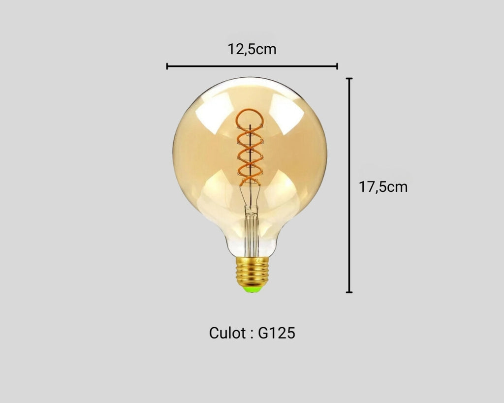 Lustre design ampoule géante ambrée spirale, vue 8