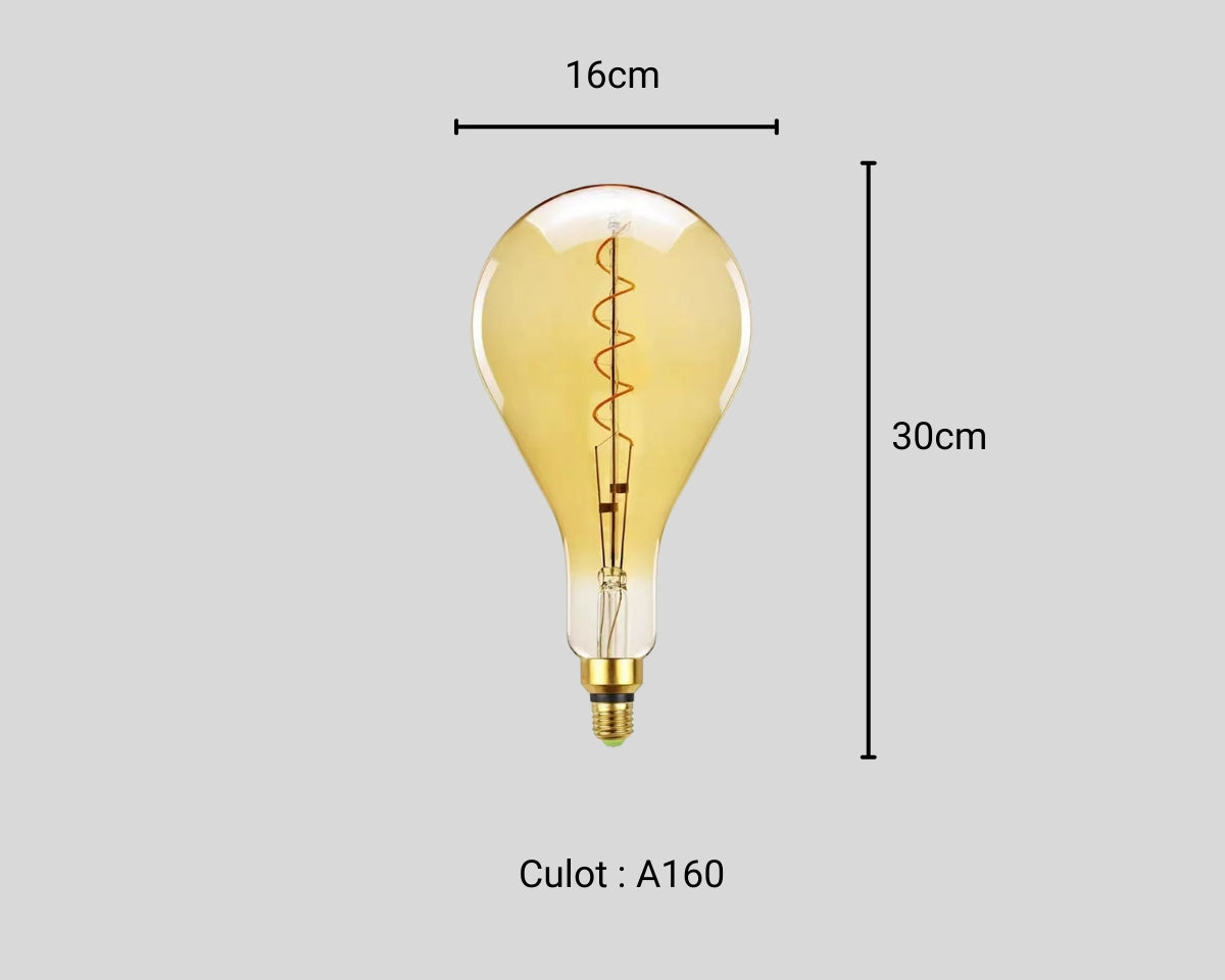 Lustre design ampoule géante ambrée spirale, vue 9
