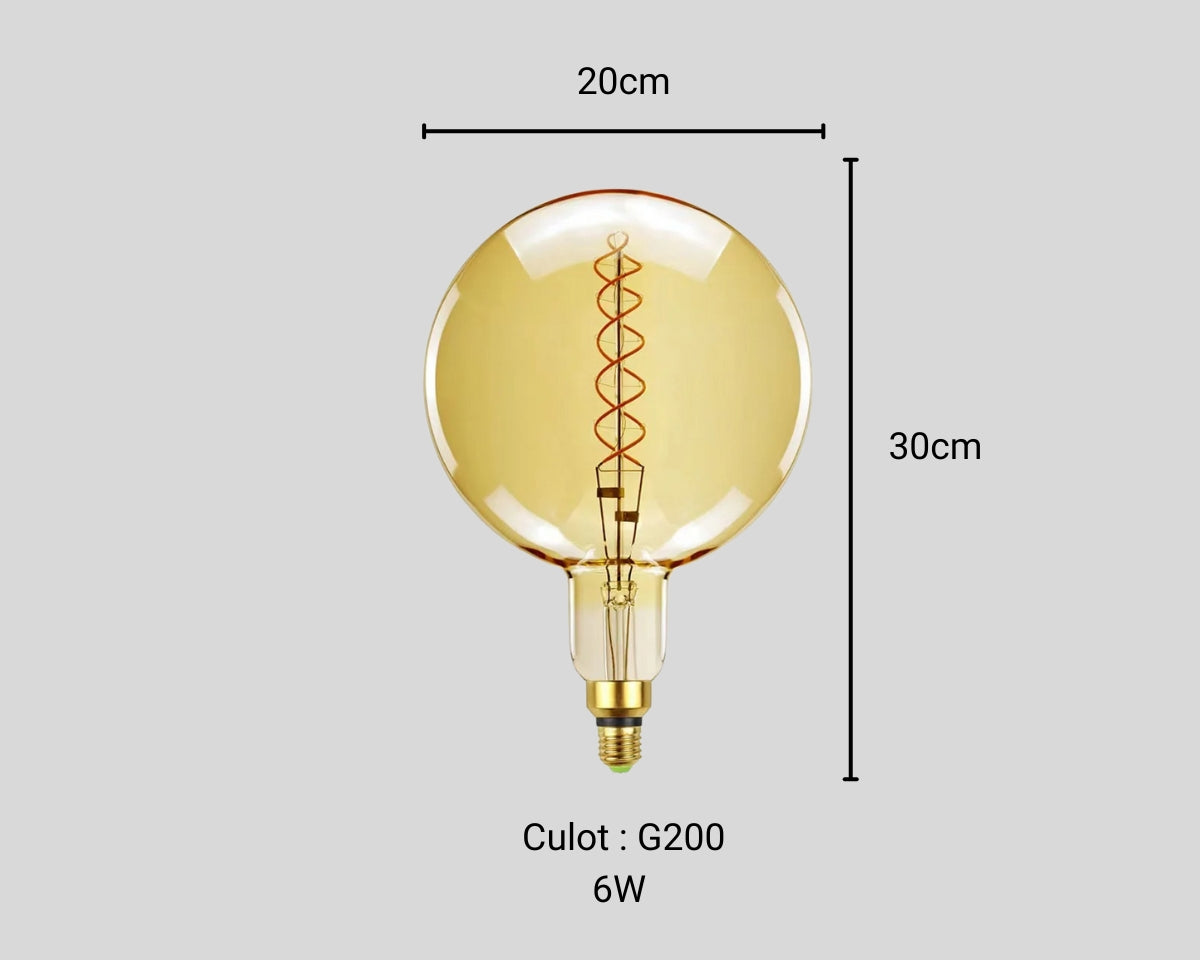 Lustre design ampoule géante ambrée spirale, vue 11