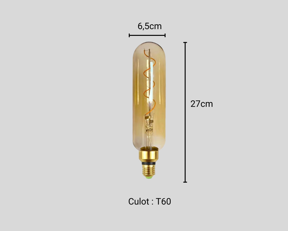 Lustre design ampoule géante ambrée spirale, vue 13