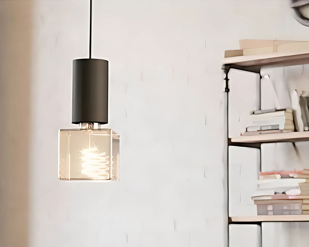 Lustre design ampoule géante carrée à filament, vue 2