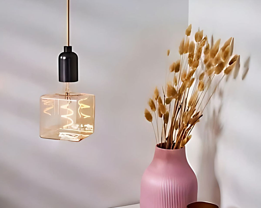 Lustre design ampoule géante carrée à filament, vue 5