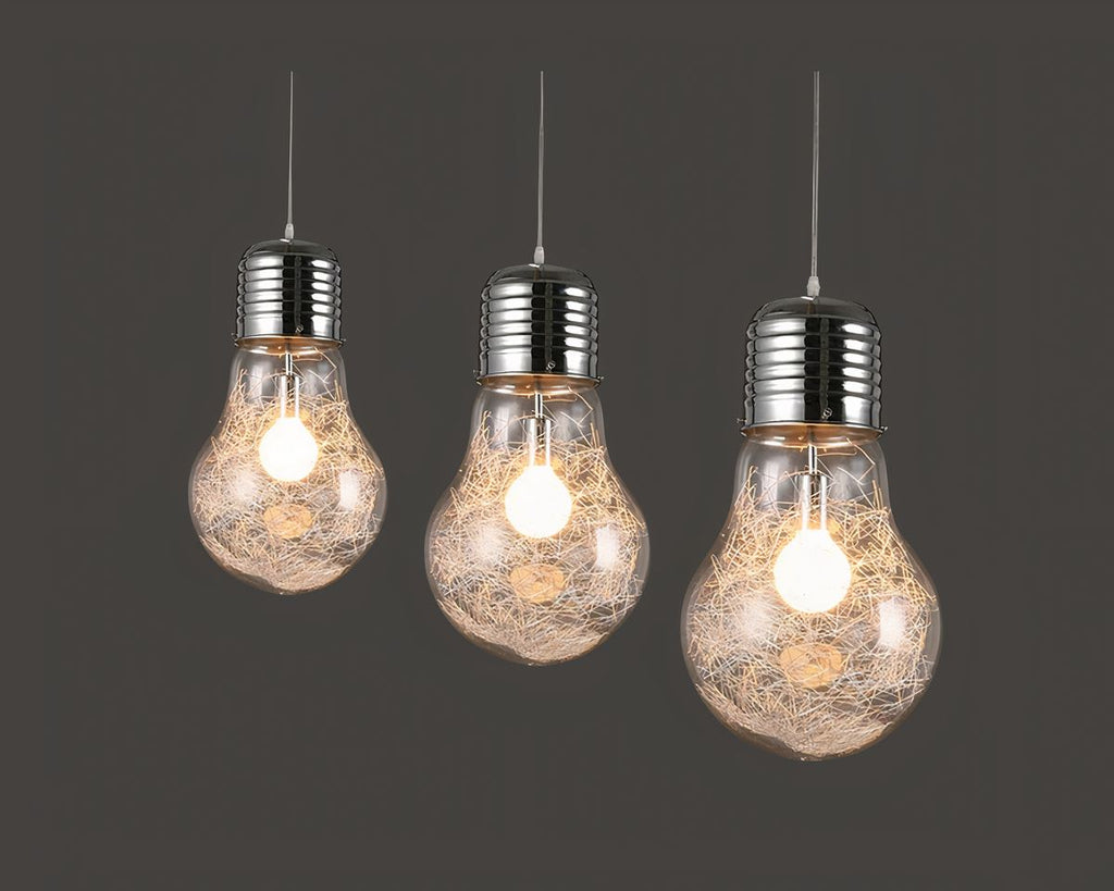 Lustre ampoule géante à reflets dorés ou argentés, vue 7