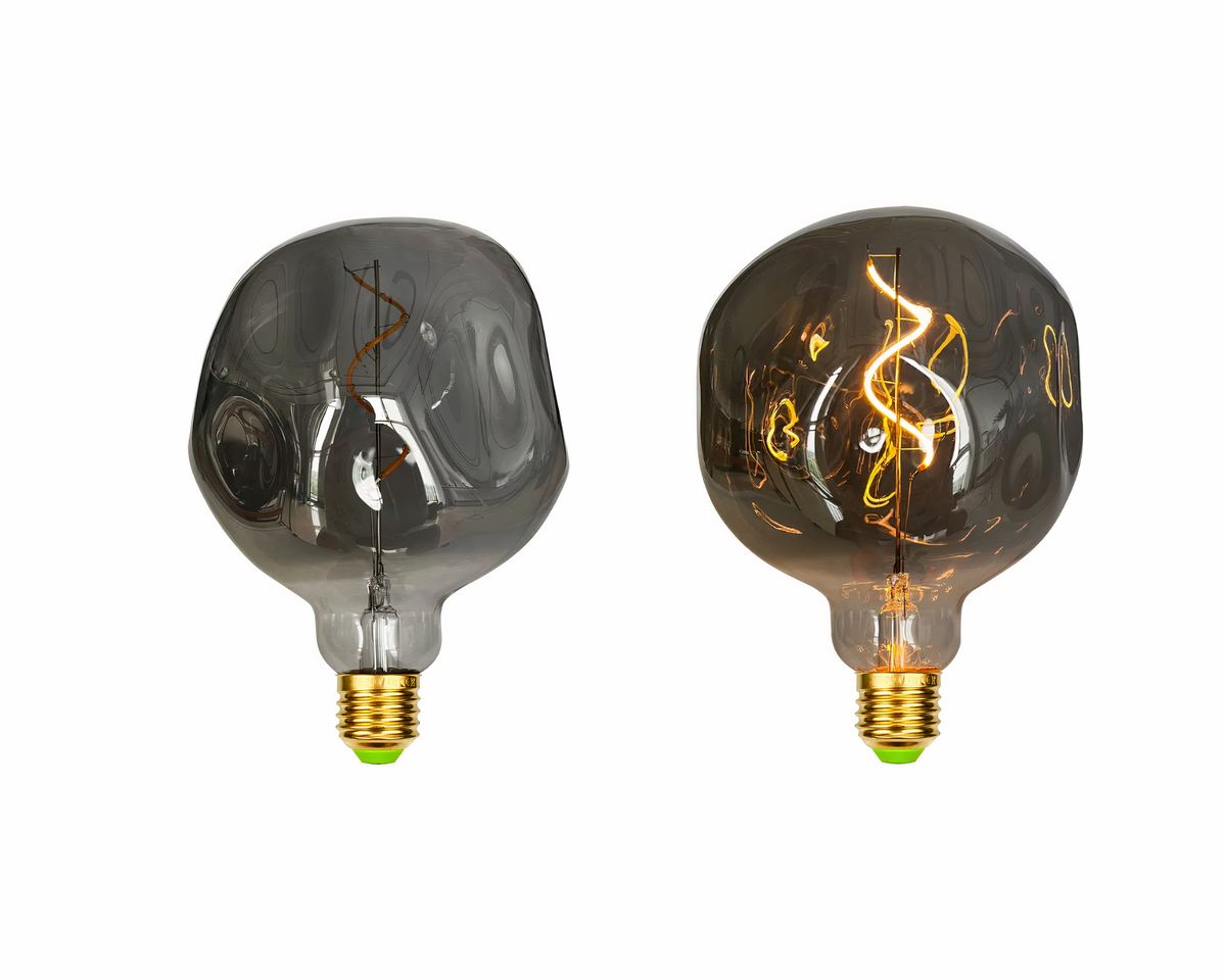 Lustre ampoule géante au verre déstructuré, vue 3