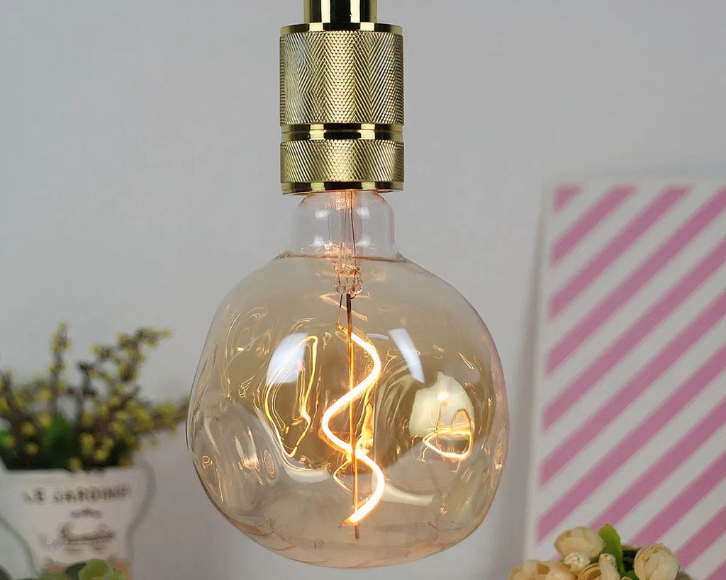 Lustre ampoule géante au verre déstructuré, vue 4