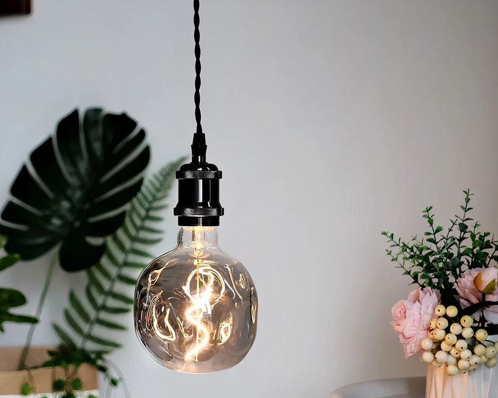 Lustre ampoule géante au verre déstructuré, vue 6