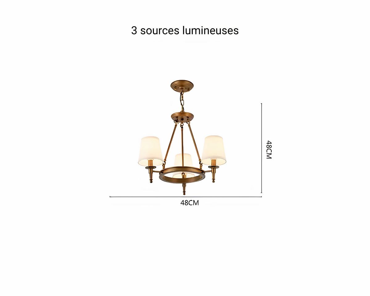 Lustre ancien en fer forgé avec abat-jours en tissu, vue 12