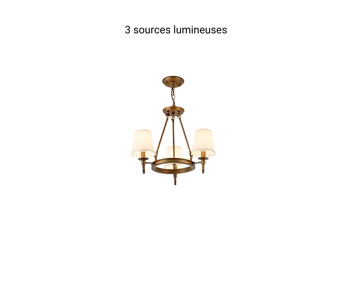 Lustre ancien en fer forgé avec abat-jours en tissu, vue 15