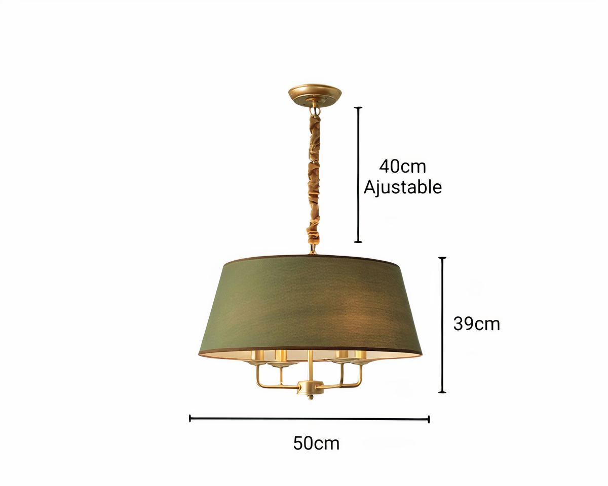 Lustre ancien à branches et abat-jours en tissu, vue 5