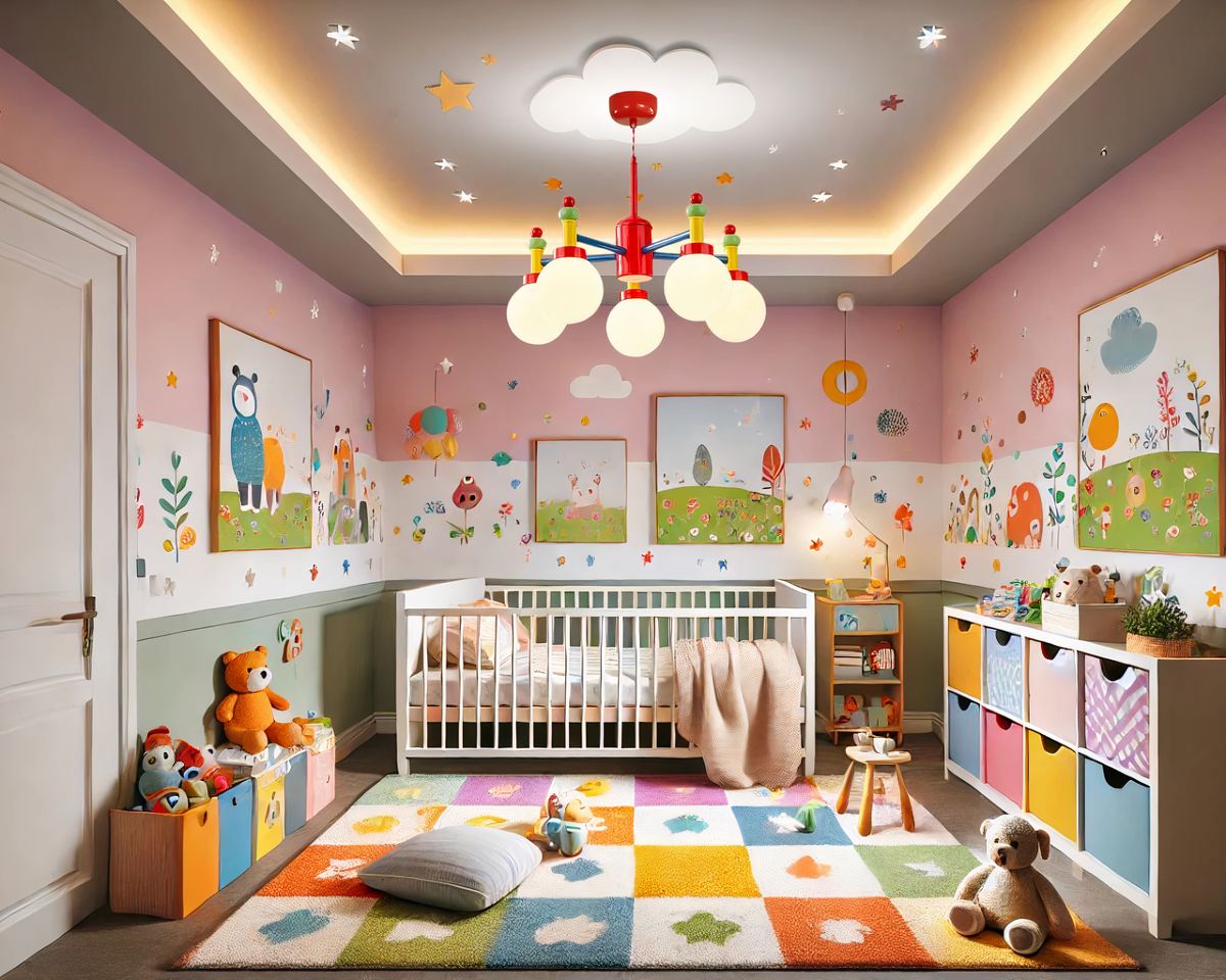 Lustre chambre de bébé multicolore façon bilboquet