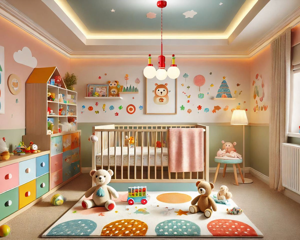 Lustre chambre de bébé multicolore façon bilboquet, vue 2