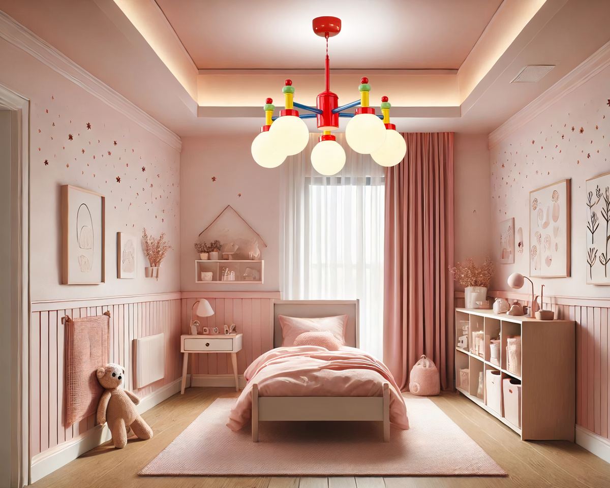 Lustre chambre de bébé multicolore façon bilboquet, vue 3