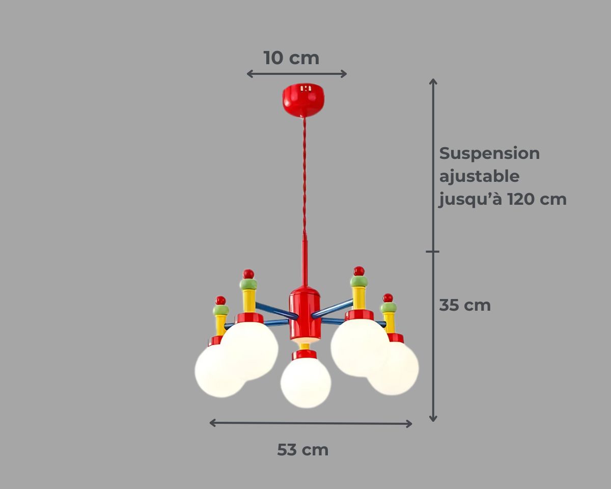 Lustre chambre de bébé multicolore façon bilboquet, vue 12