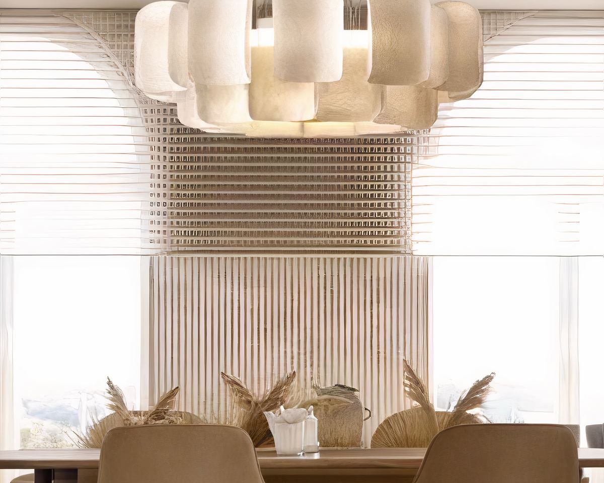 Lustre art déco XXL rond en acrylique beige