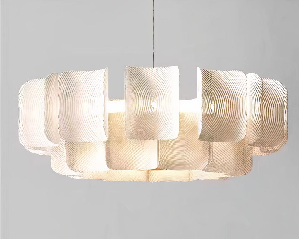 Lustre art déco XXL rond en acrylique beige, vue 3