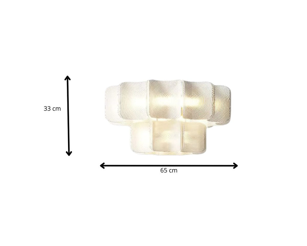 Lustre art déco XXL rond en acrylique beige, vue 8