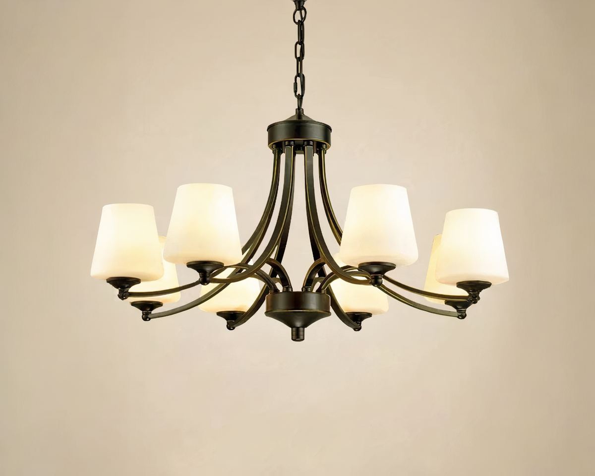 Lustre en fer forgé rétro et globes en verre, vue 4