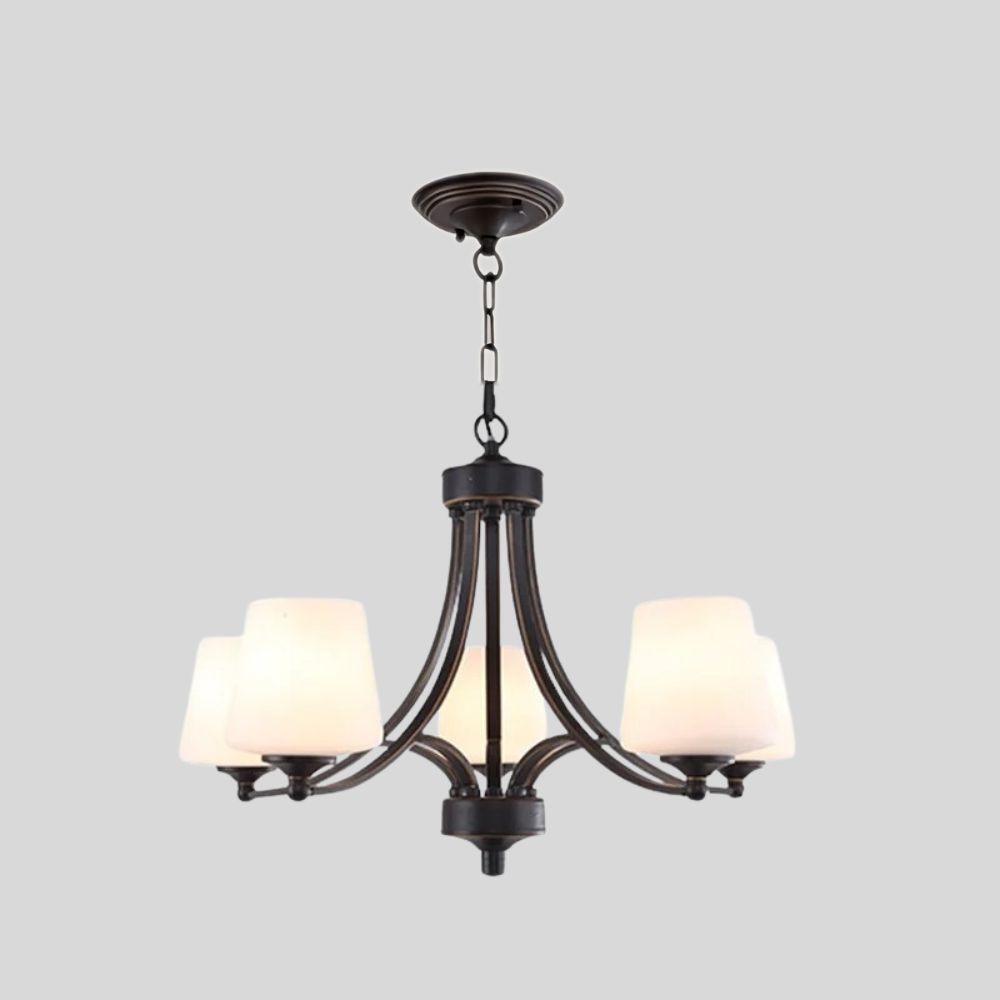 Lustre en fer forgé rétro et globes en verre, vue 12