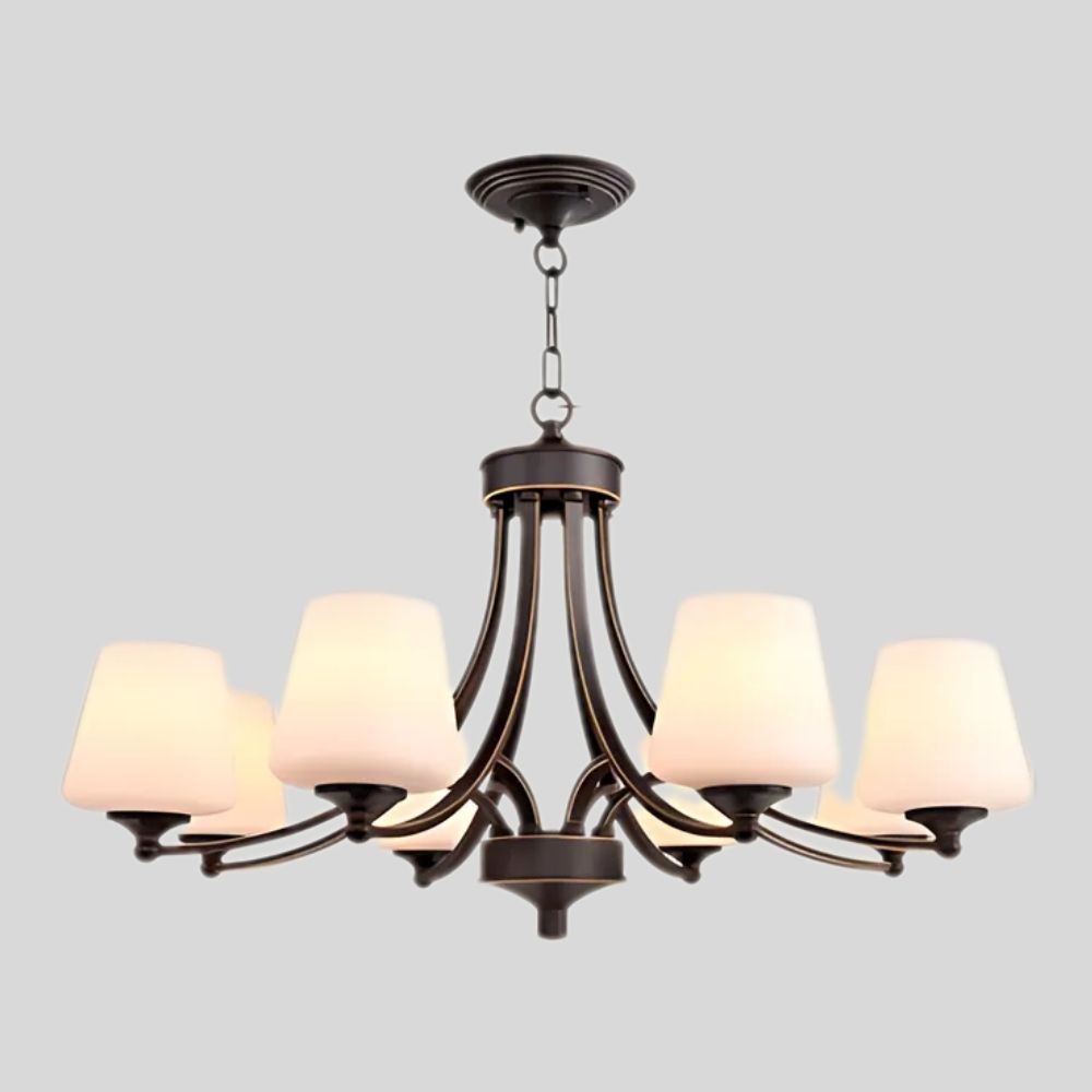 Lustre en fer forgé rétro et globes en verre, vue 13