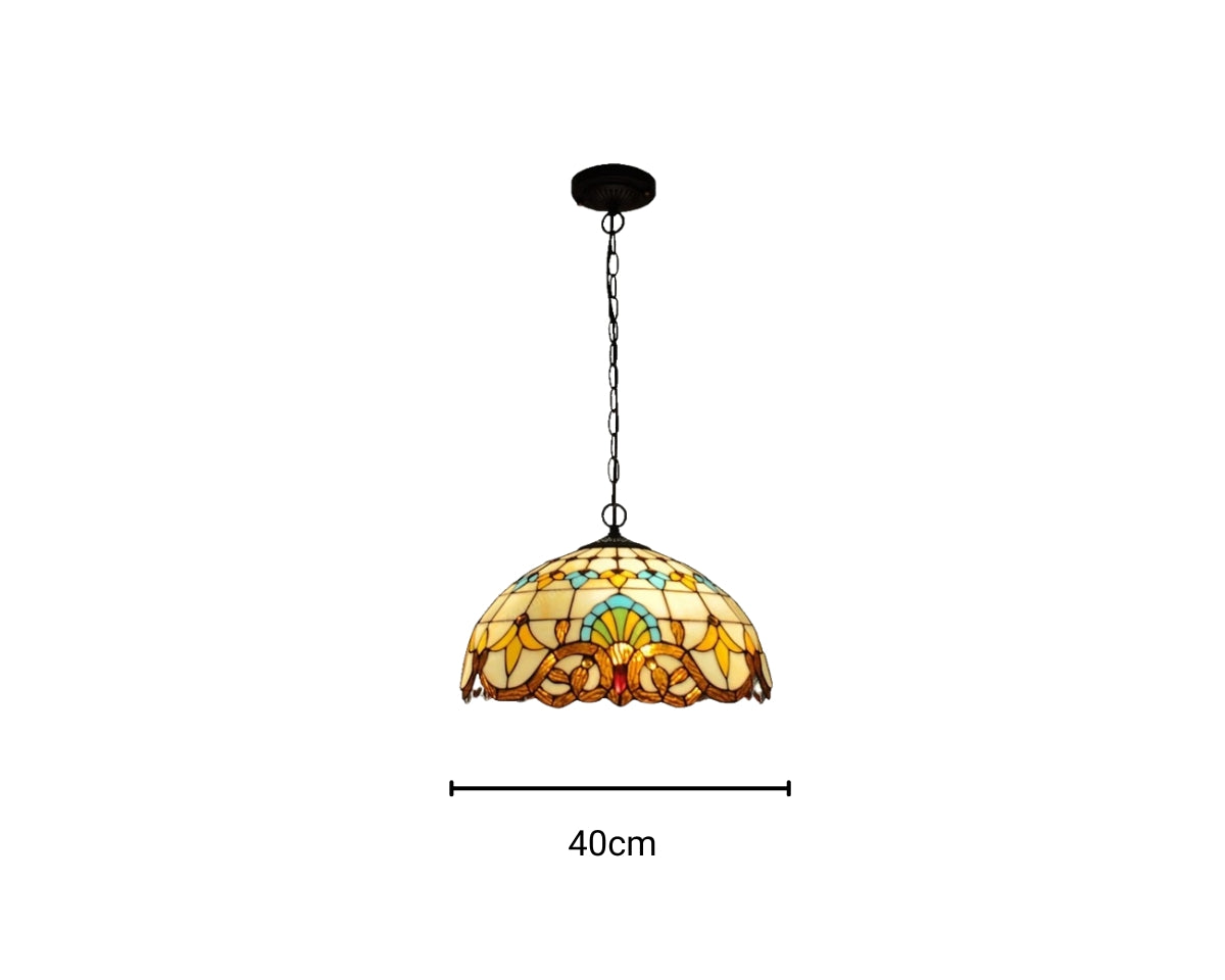 Lustre art déco méditerranéen en vitrail coloré, vue 8