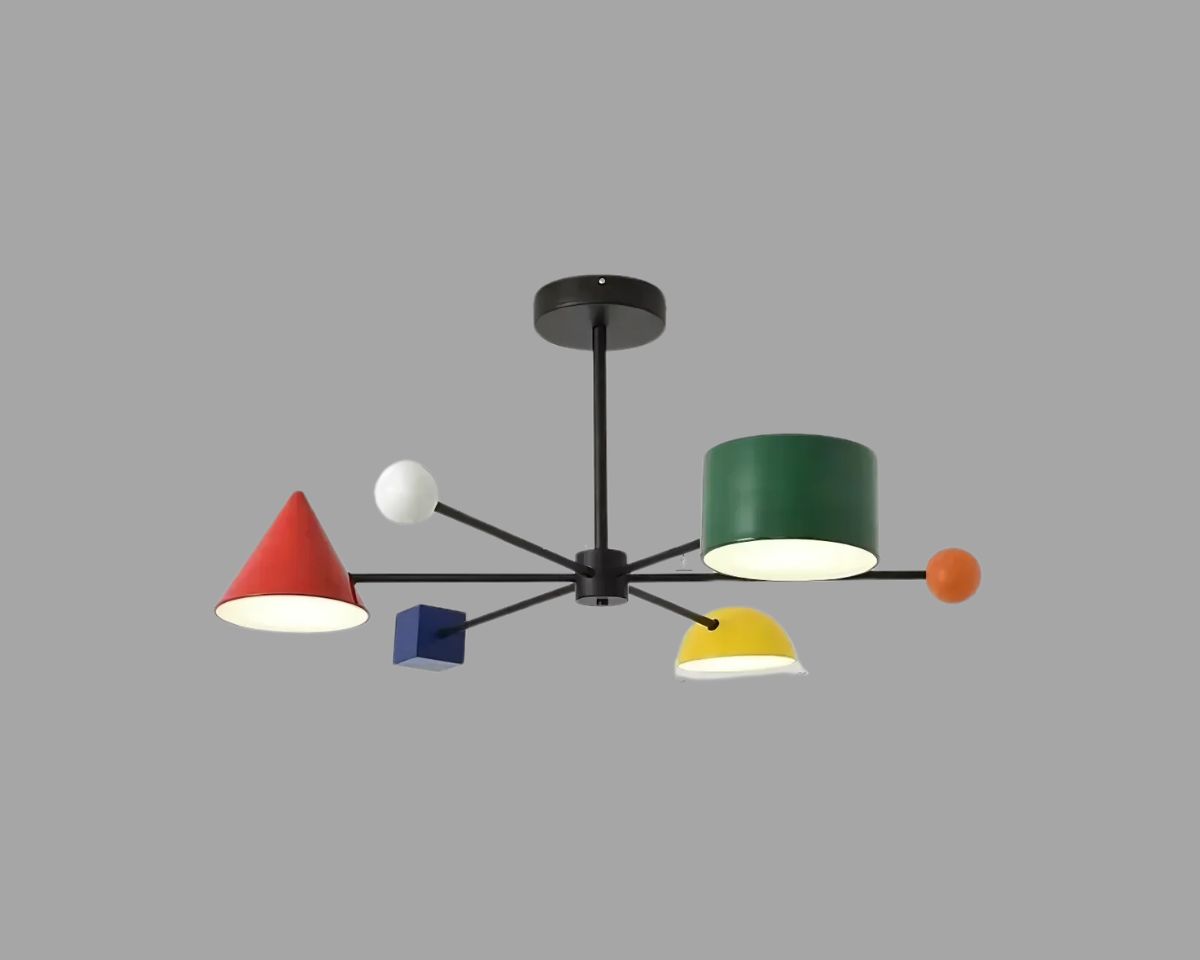 Lustre chambre de bébé aux formes géométriques colorées, vue 9