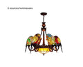 Lustre art déco chandelier aux perroquets en verre, vue 7