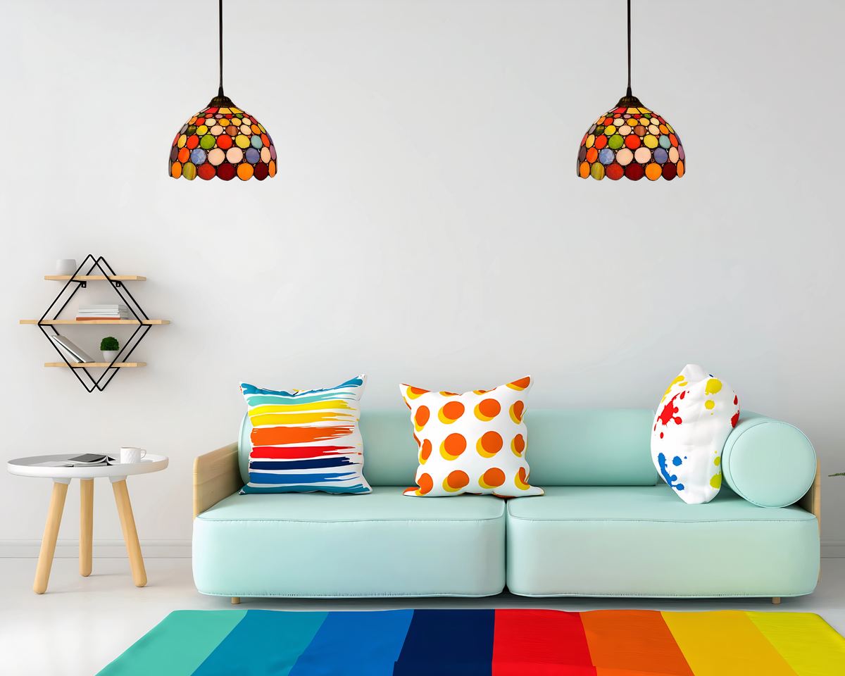 Lustre art déco à bulles de verre multicolores