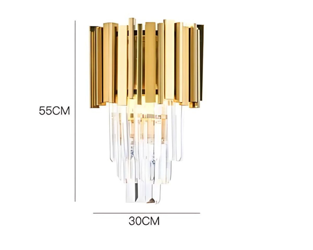 Lustre art déco en métal doré garni de cristaux, vue 6