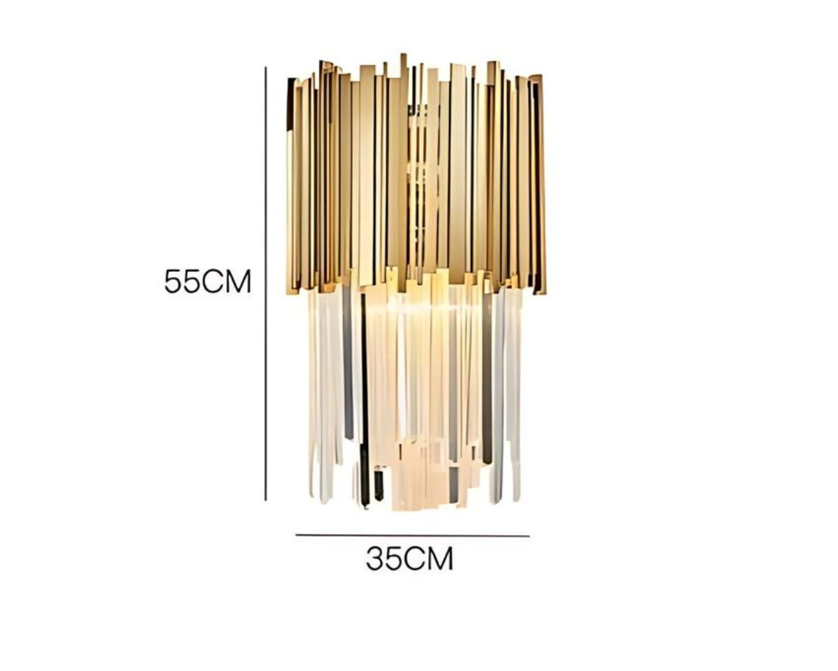 Lustre art déco en métal doré garni de cristaux, vue 7