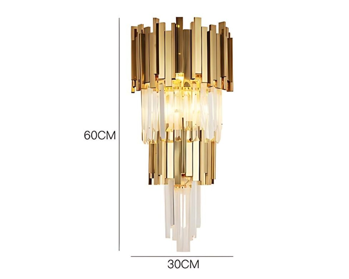 Lustre art déco en métal doré garni de cristaux, vue 8