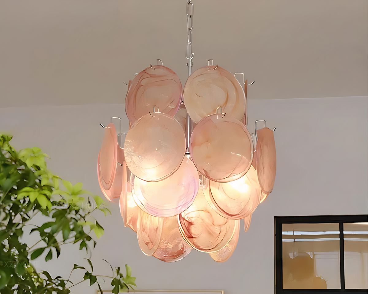 Lustre en verre nacré façon Murano à plaques
