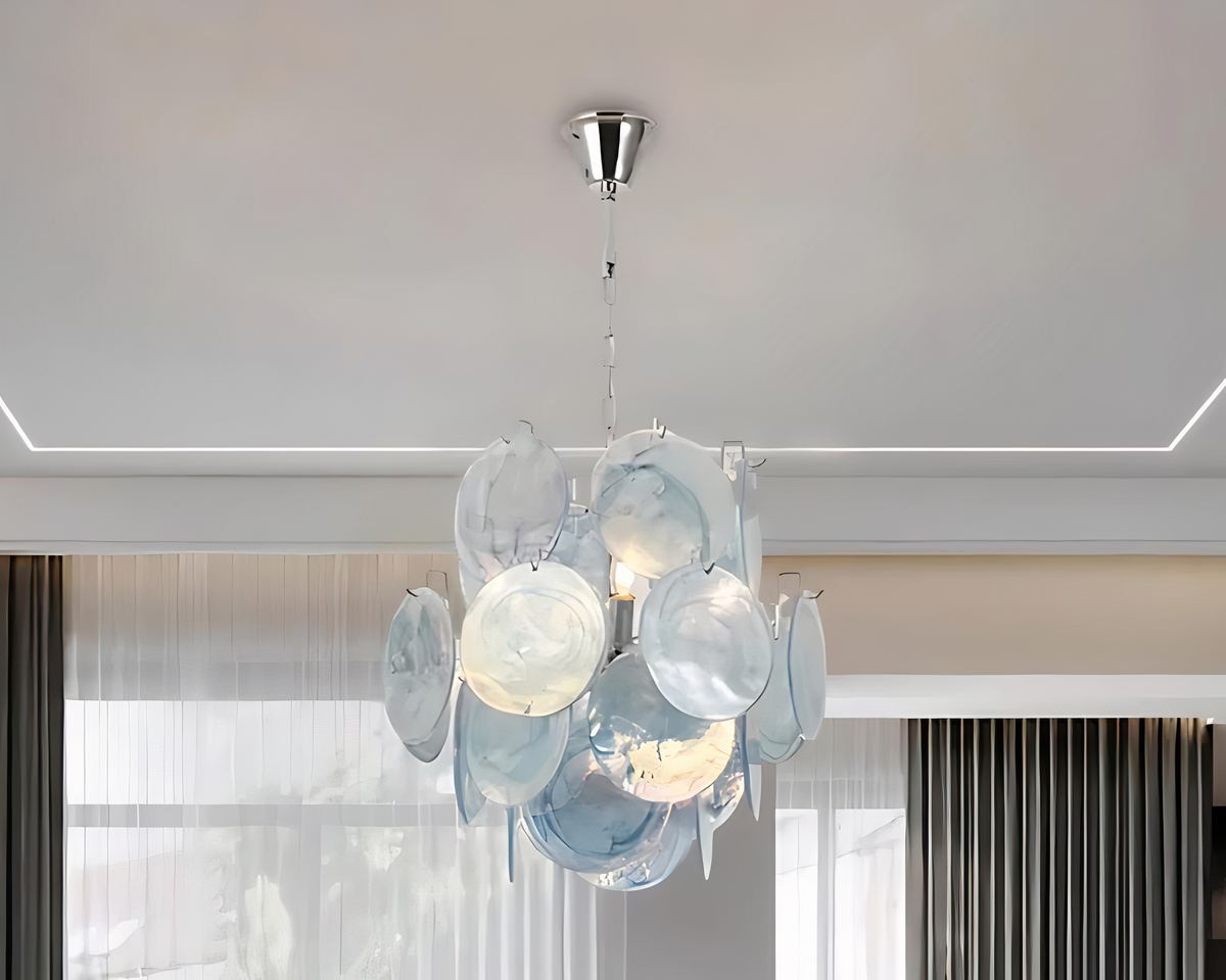 Lustre en verre nacré façon Murano à plaques, vue 5