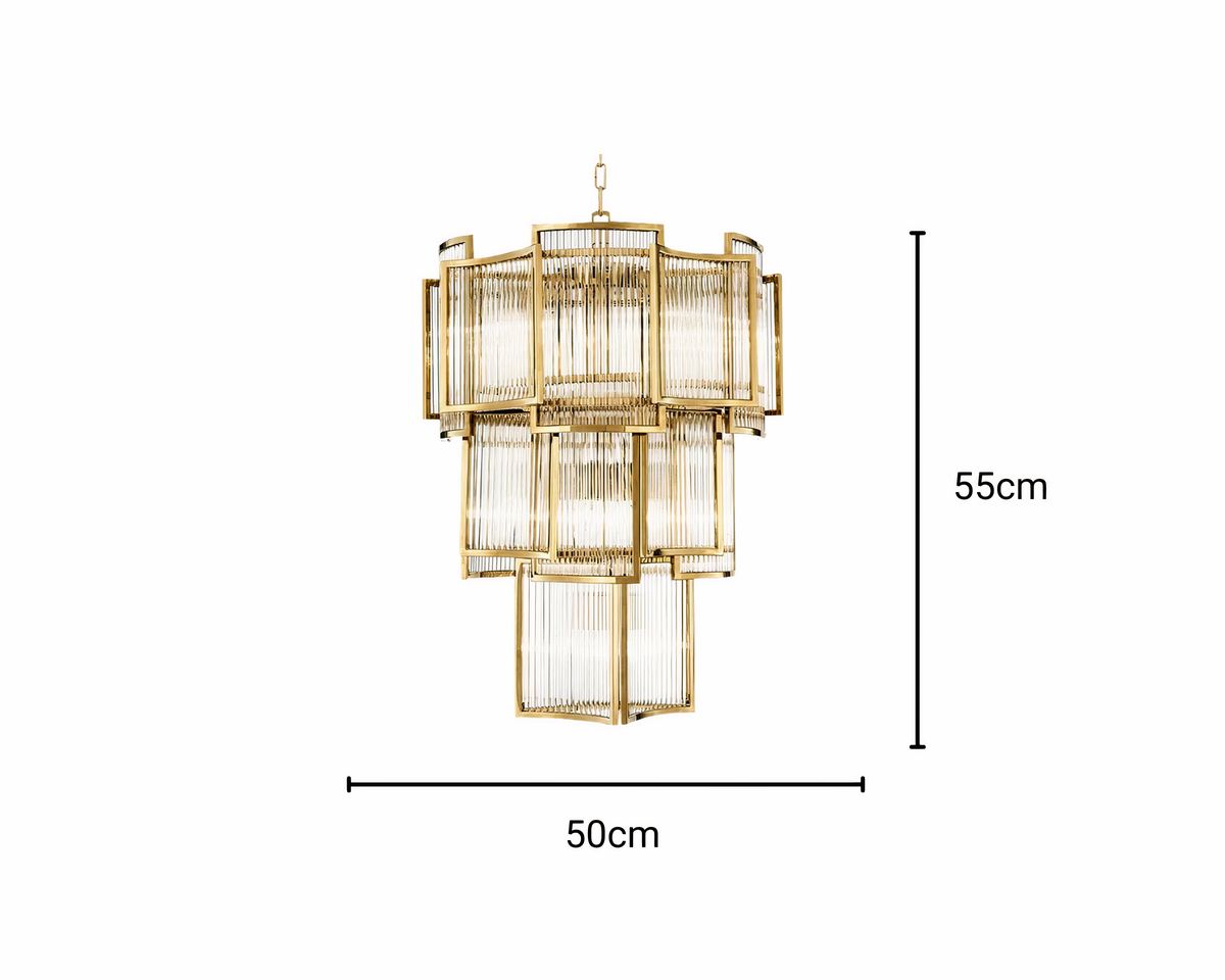 Lustre cristal à prismes rectangulaires doré ou argenté, vue 8