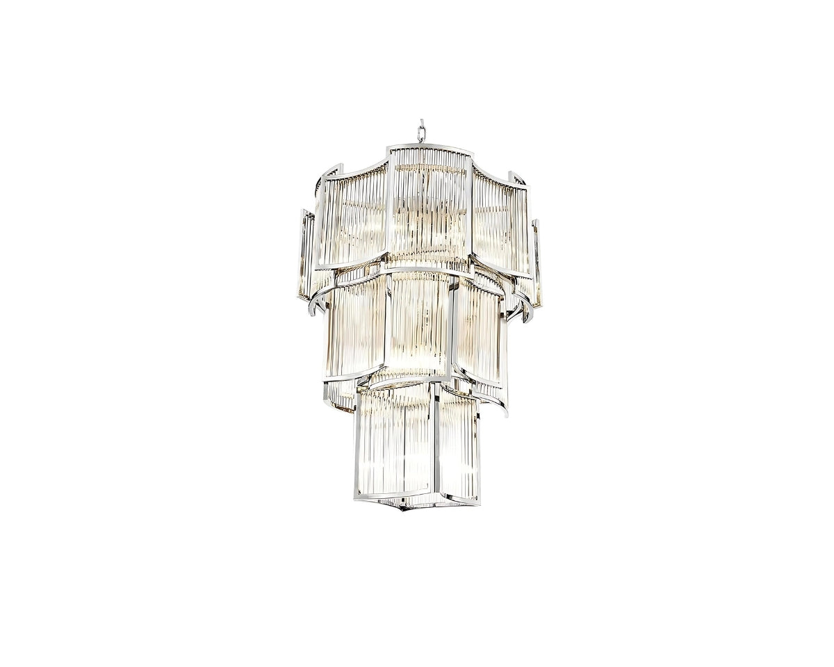 Lustre cristal à prismes rectangulaires doré ou argenté, vue 9
