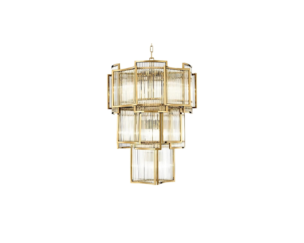 Lustre cristal à prismes rectangulaires doré ou argenté, vue 10