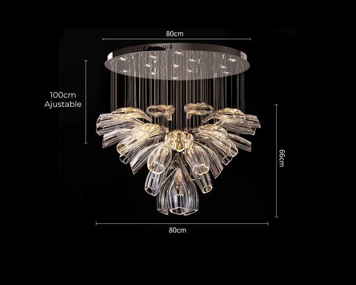 Lustre cristal en cascade de pétales transparents, vue 7