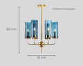 Lustre art déco chandelier en verre bleu canard, vue 9